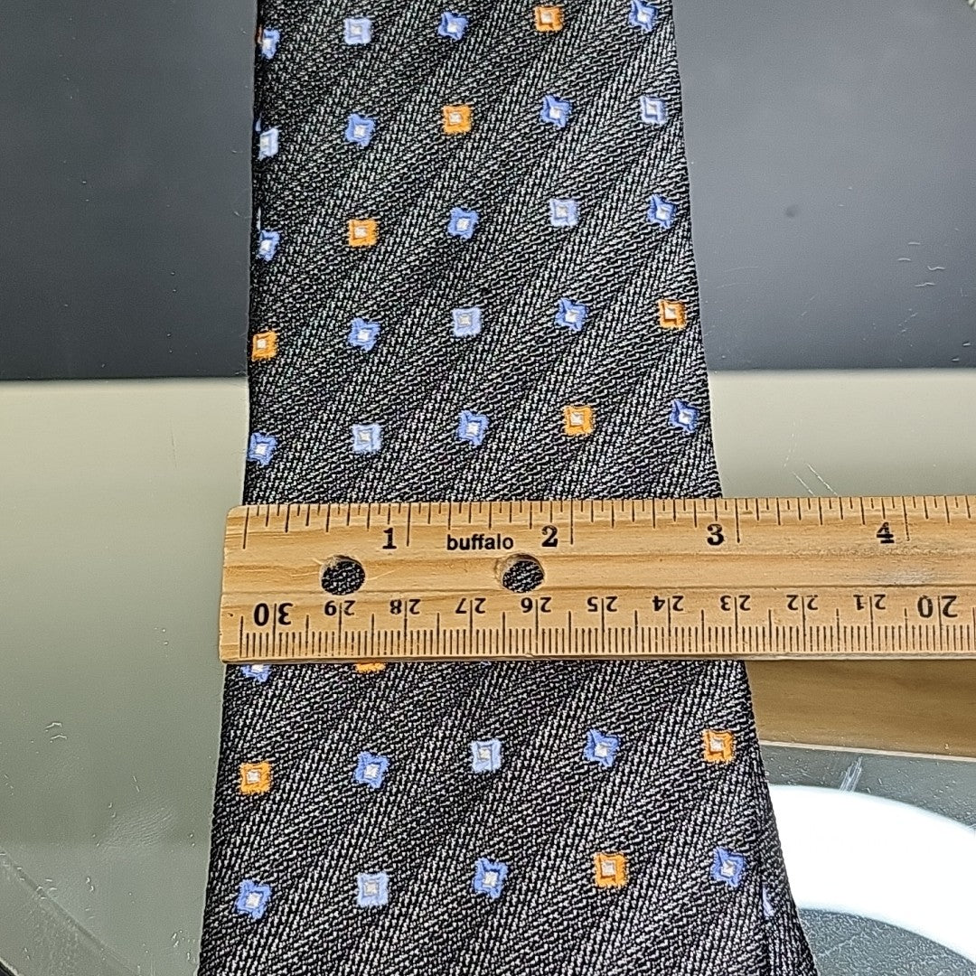 Serica Made in Italy Silk Tie Grey Box Cross Stripe Pattern Formal Career