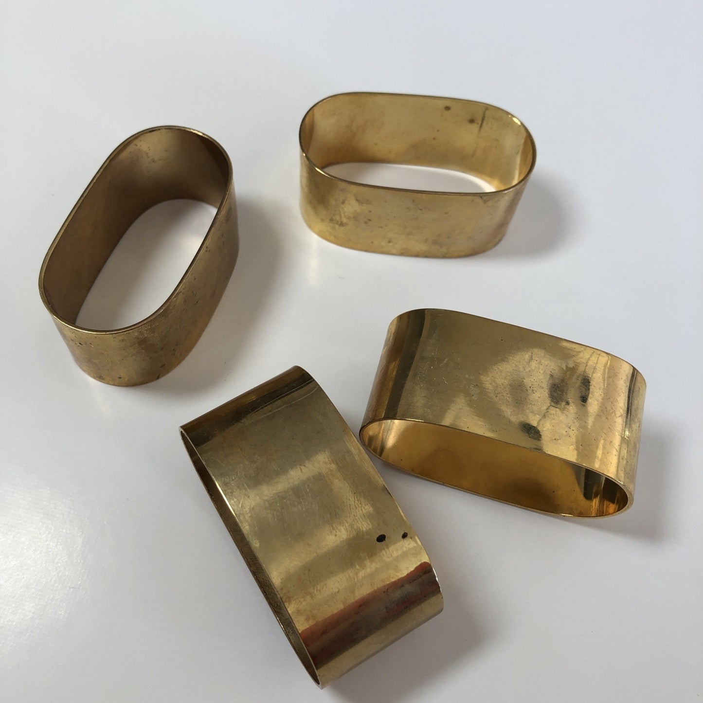 4 Brass Napkin Rings Holders Unpolished Natural Patina X