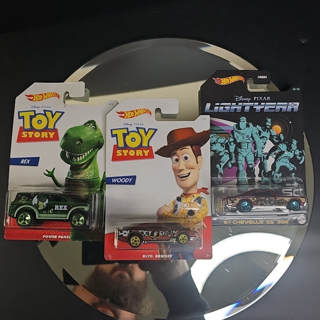 Toy Story Diecast Car Set of 3 Rex Woody Lightyear Chevelle SS