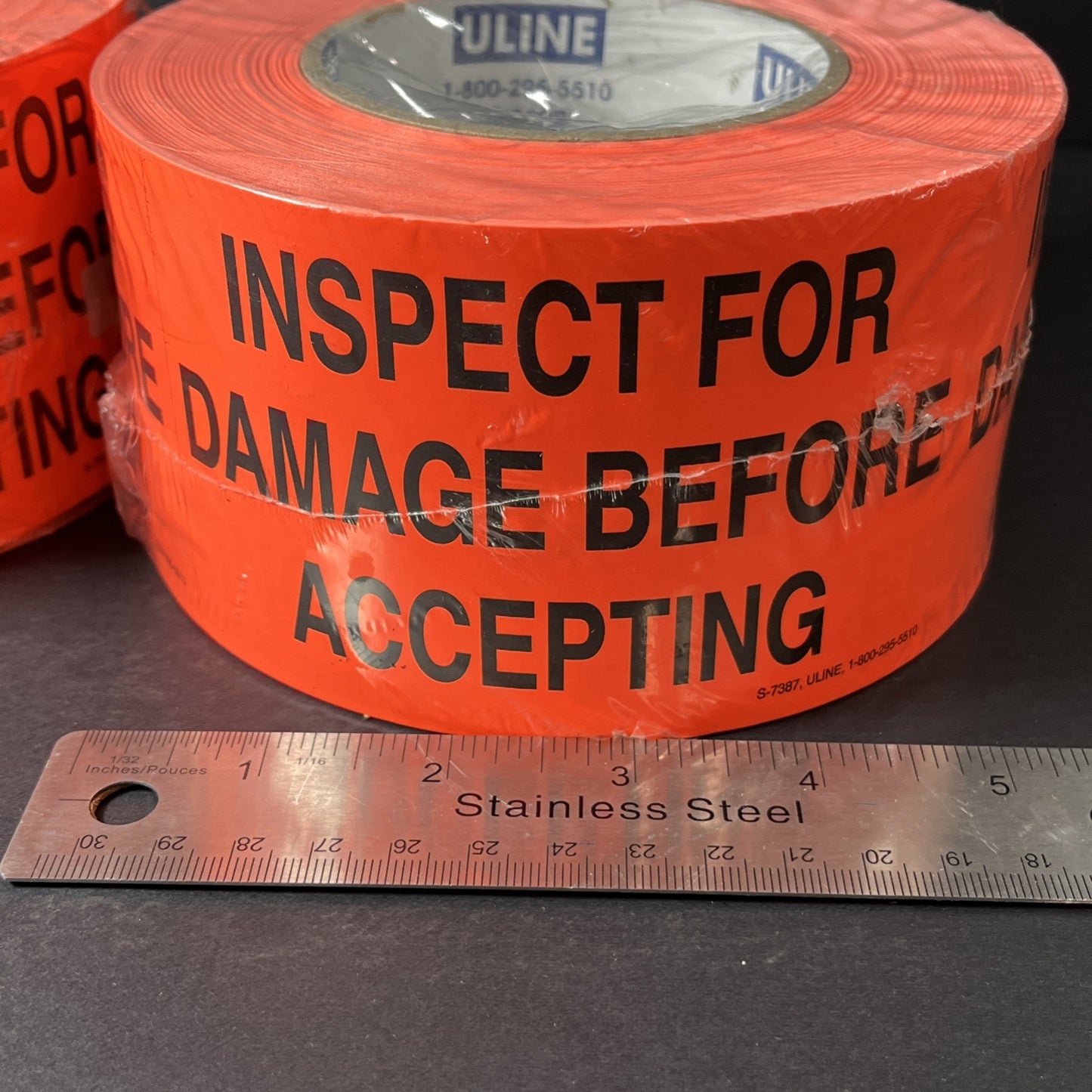 X2 Inspect For Damages Before Accepting Sticker ULINE S-7387 500 Roll 3x5" USA
