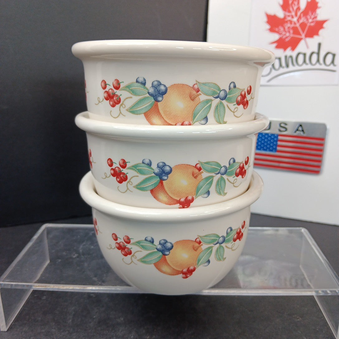 Set of 3 Corelle Corning Abundance Ramekins Bowls 4 Inch Stomeware CN