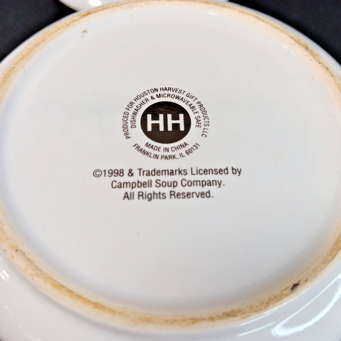 2 Campbell's Soup Bowls with Lids Vintage Retro 1998 M'm! M'm Good! CH