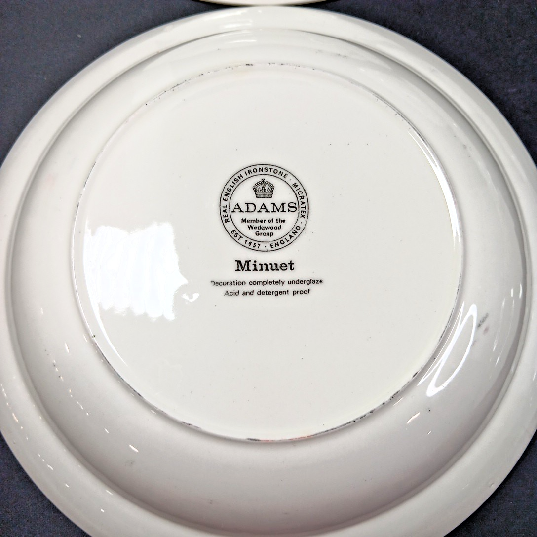 Minuet Real English Ironstone Wm Adams & Sons Micratex 8" Bowls UK Set of 7