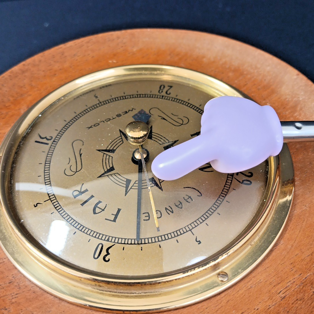 Rare Westclox Weather Barometer West Germany Made In Canada Wood And Brass