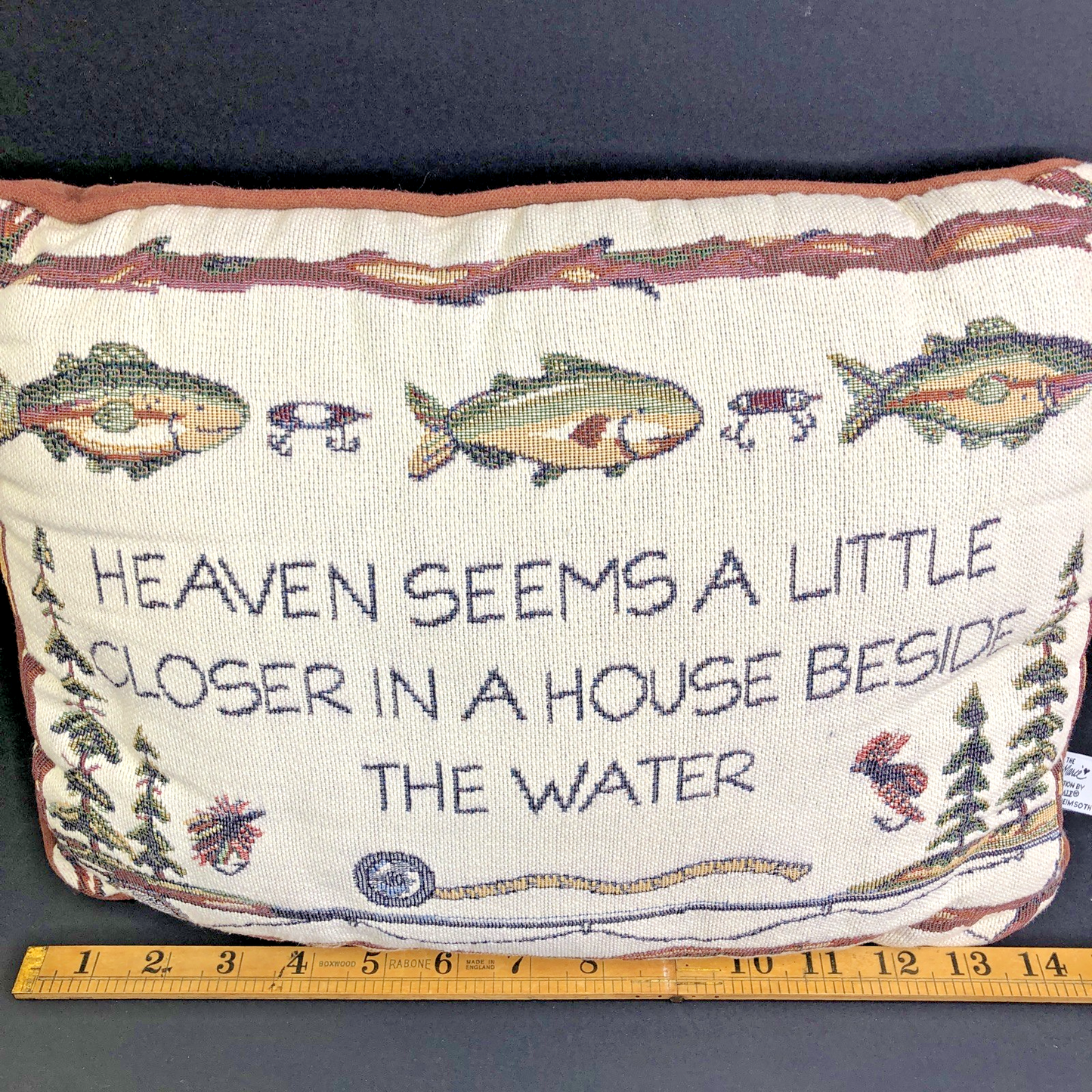 Tapestry Couch Pillow The Joy Marie Collection Fishing Water Heaven MADE IN USA