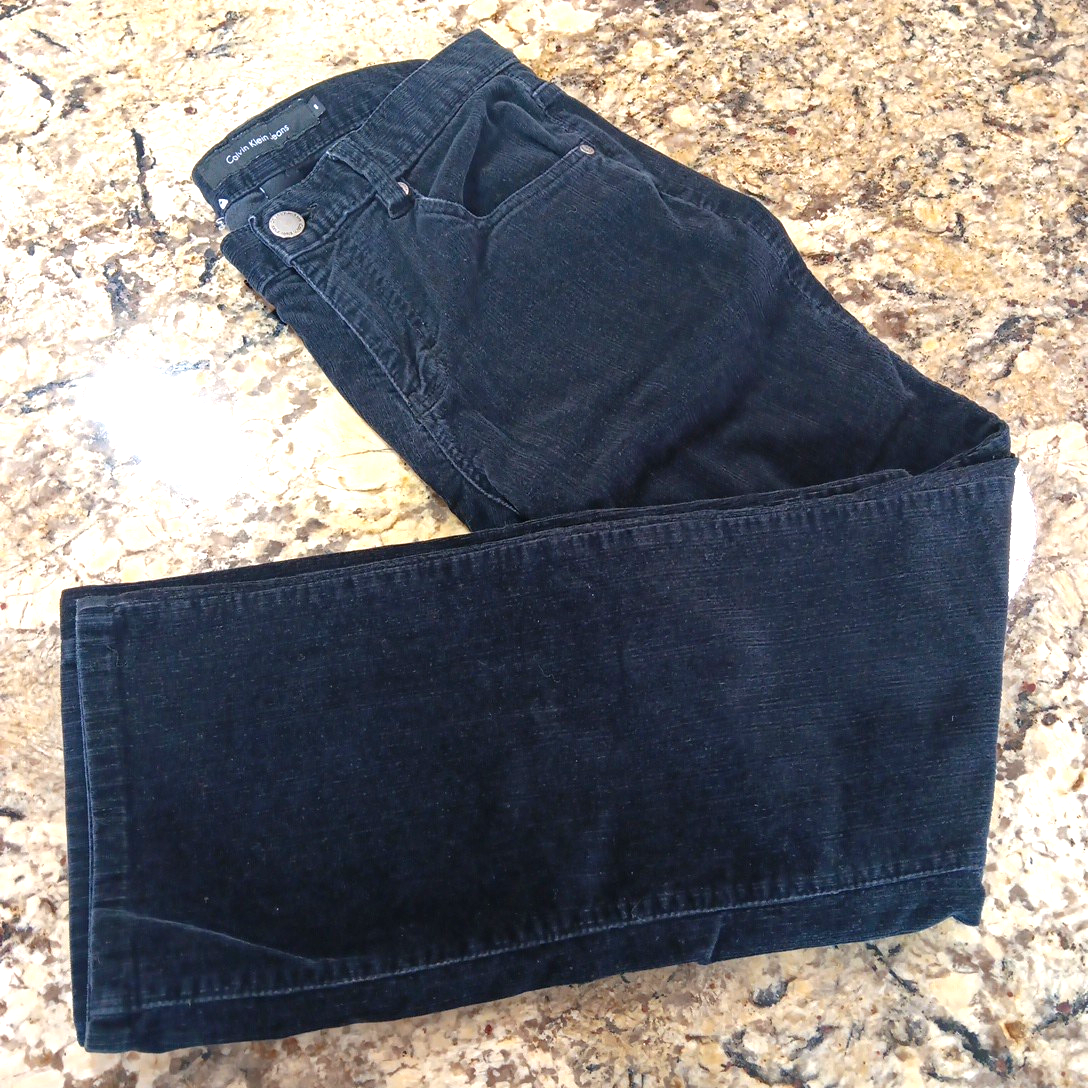 Size 8 X 28 Calvin Klein Jeans Womens Black Velvet Bootcut Mid Rise Pants KH