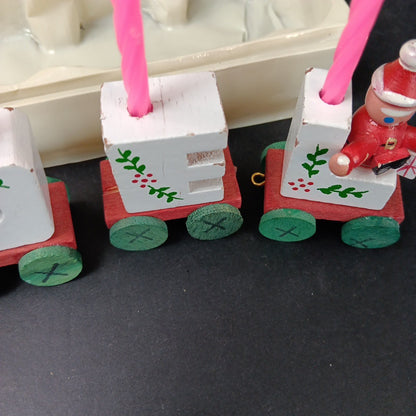 Giftco Wooden NOEL Candle Train Vintage 1982 White Painted Candles. Not Perfect