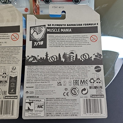 Four Hot Wheels Diecast Muscle Mania Cars Dodge Dart Chevy Chevelle Barracuda