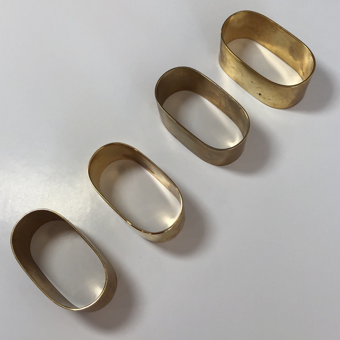 4 Brass Napkin Rings Holders Unpolished Natural Patina X