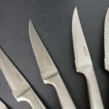 6 Wiltshire Steak Knifes Brushed Stainless Steel INOX Large Handle CN