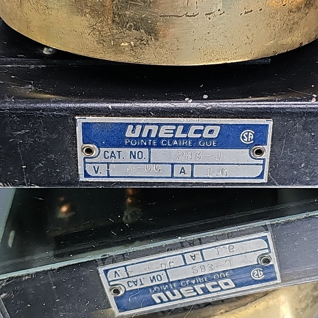 Unelco 283-J Telephone Bell Ringer Brass Bell 4V DC 1.6 Amp Vintage CANADA