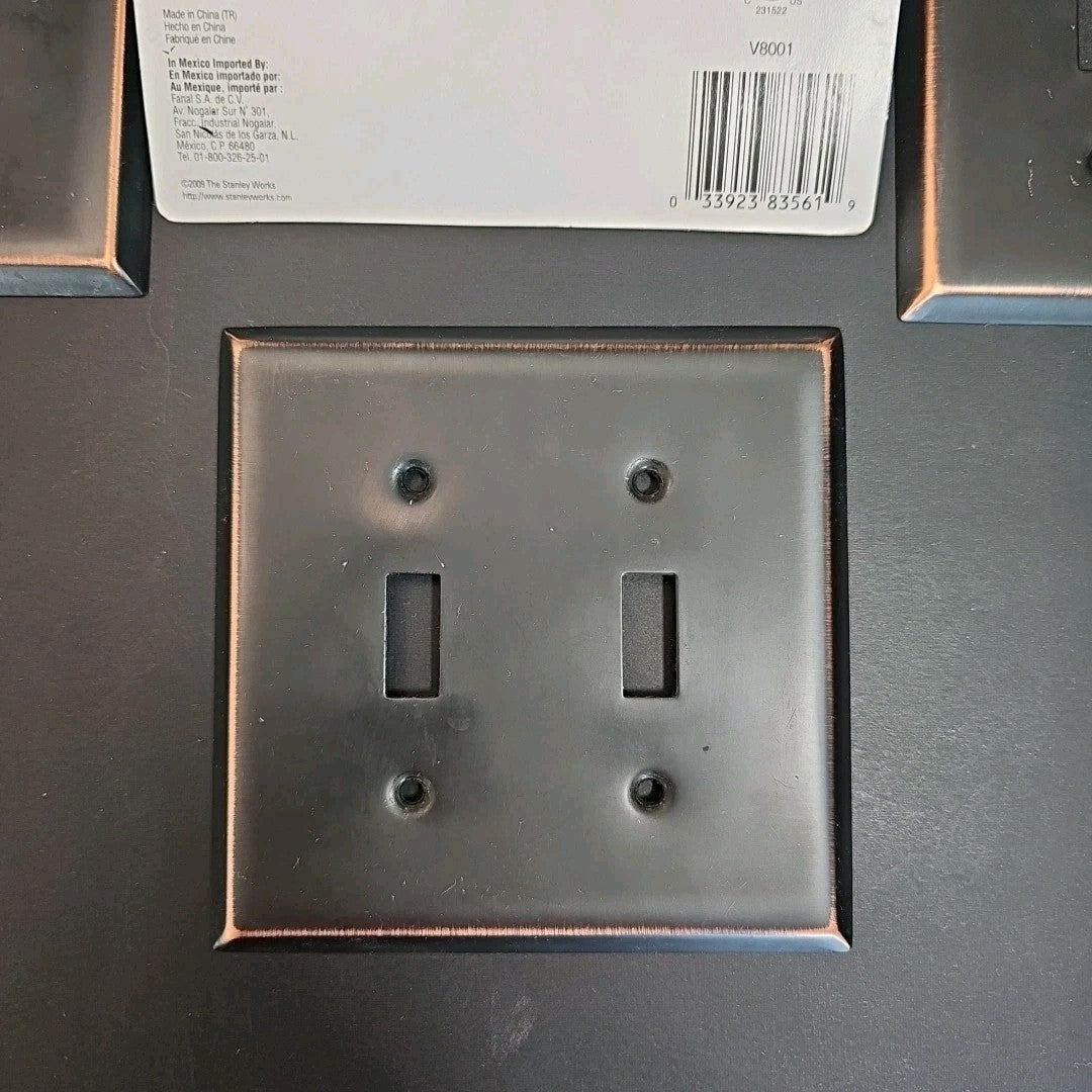 Stanley S835-611 Wall Plate Egyptian Bronze 4Pcs Dual Light Switch Cover CN USED