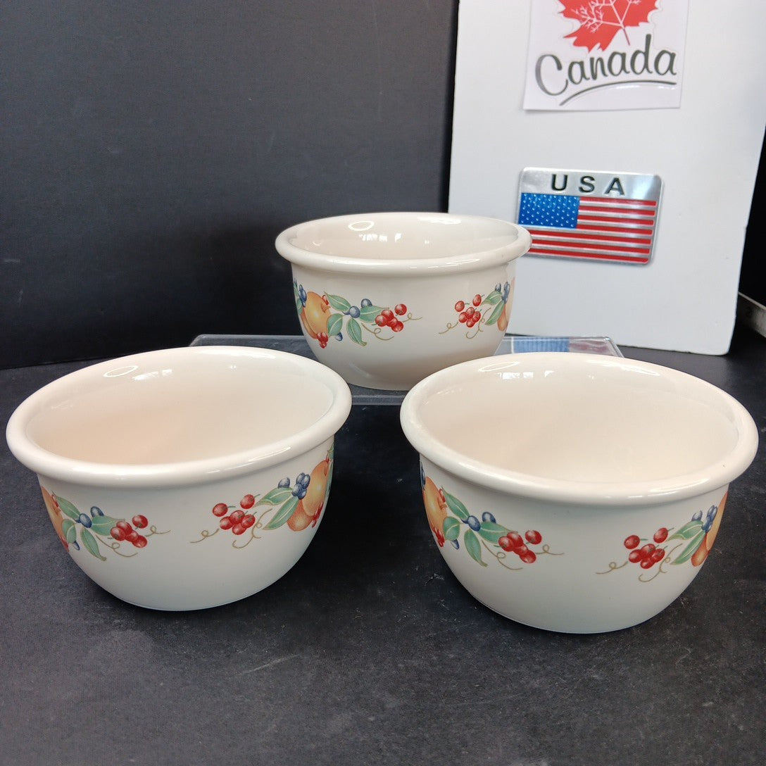 Set of 3 Corelle Corning Abundance Ramekins Bowls 4 Inch Stomeware CN