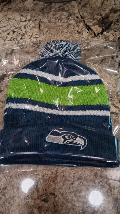 Seattle Seahawks Hat Beanie Toque Blue Green NFL Football Budweiser Cuffed Mens