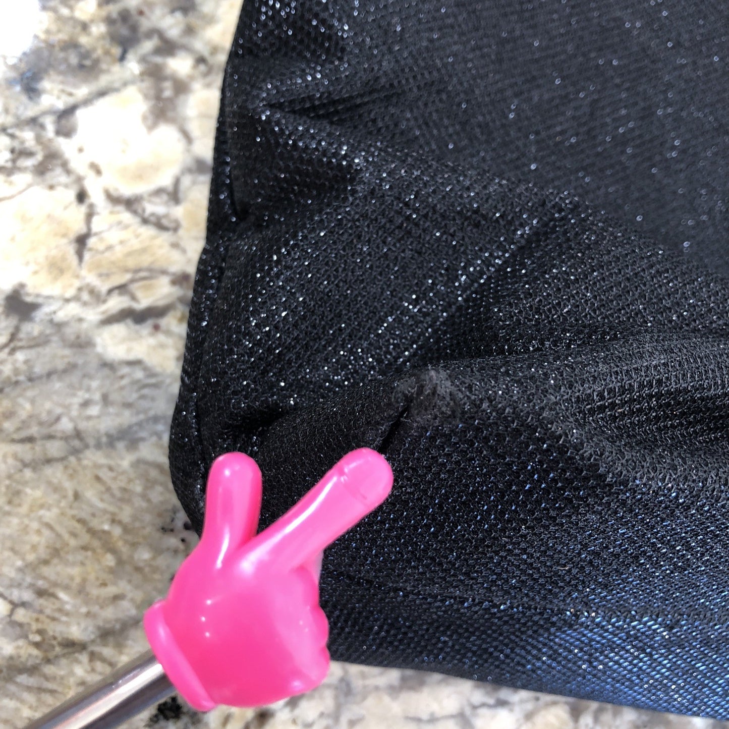 Victoria’s Secret Large Tote Bag Black Silver Heart Logo Handles Shimmery CN