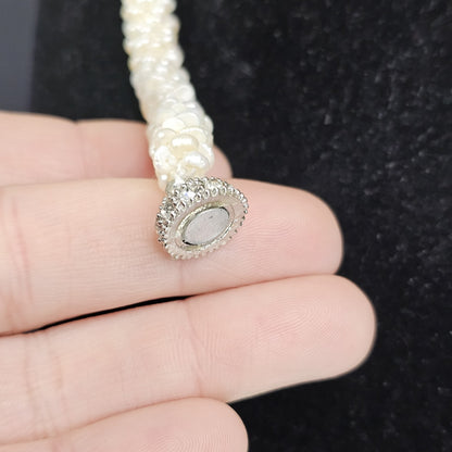 Authentic Freshwater Pearl Necklace And Bracelet Set Diamond ? Clasps VTG Read