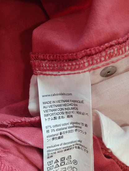 Size 8 Calvin Klein Skinny Crop Pink Jeans Casual Stretch Cotton Denim EPOC VN