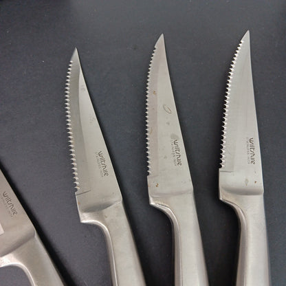 6 Wiltshire Steak Knifes Brushed Stainless Steel INOX Large Handle CN