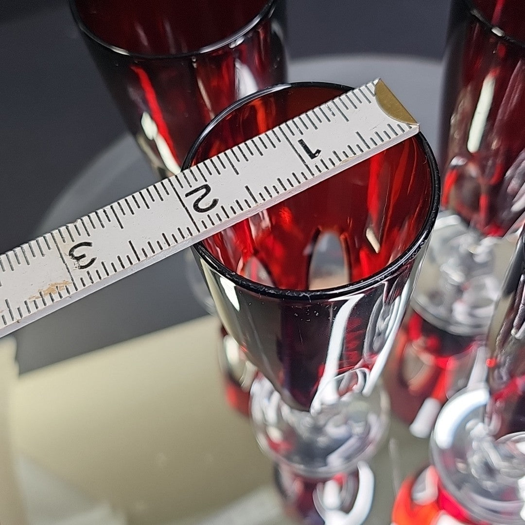 4 Vintage Luminarc Verrerie D'Arques Ruby Red Wine Glasses Champagne flute