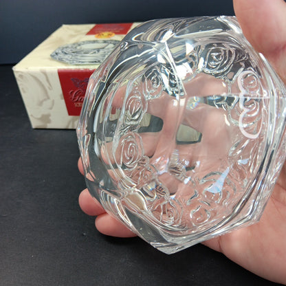 Vintage Royal Crystal Rock RCR 24% Lead Crystal Hexagonal Bowl Made In Italy