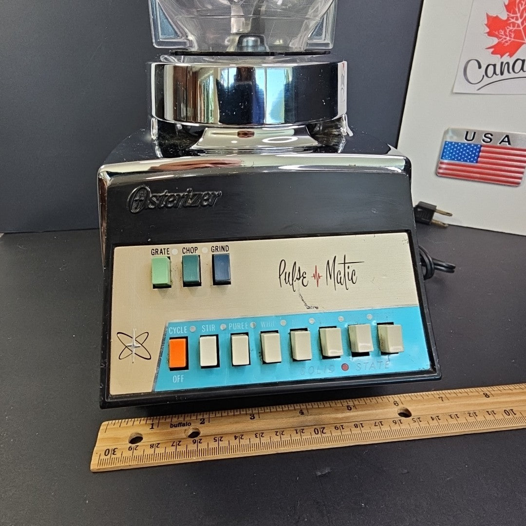 Vintage 1960s Osterizer Model 651 Pulse Matic Multi Speed Blender Chrome USA