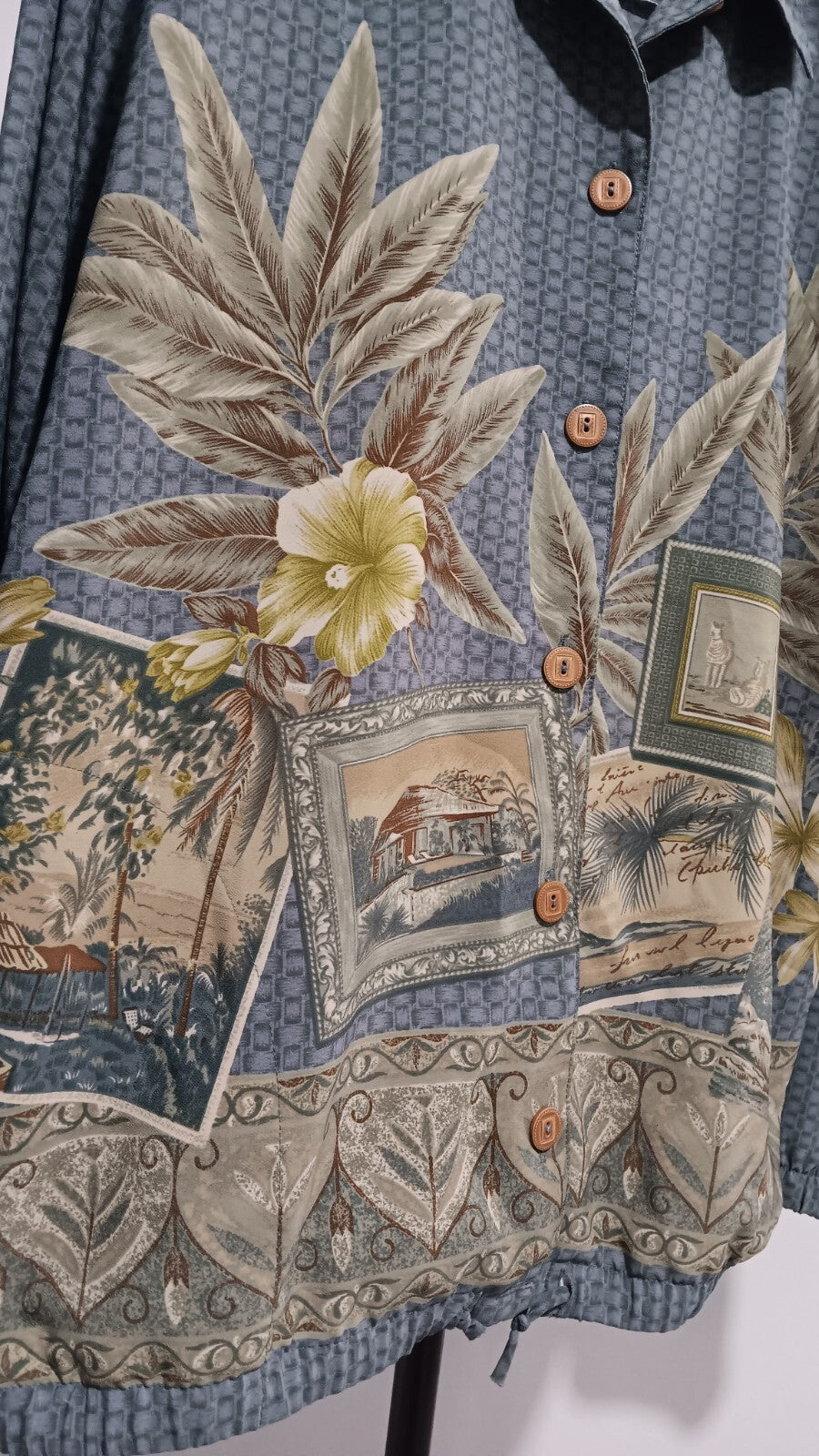 Medium Women's BOHO Teddi Shirt With Tropical Safari Hawaiian Beach Zebra MX