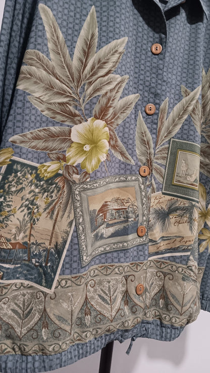 Medium Women's BOHO Teddi Shirt With Tropical Safari Hawaiian Beach Zebra MX