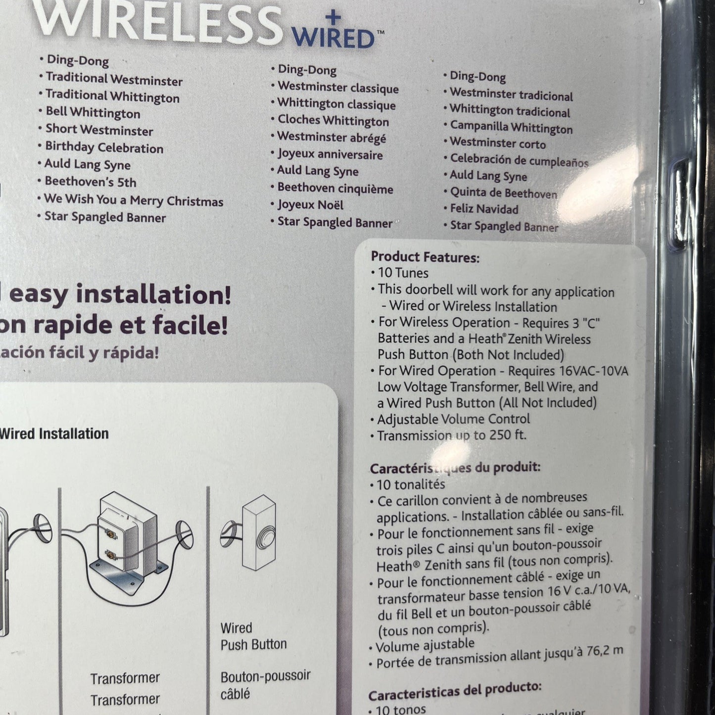 Heath Zenith SL-7582 Silver Plastic Design Wired and Wireless Doorbell Chime CN