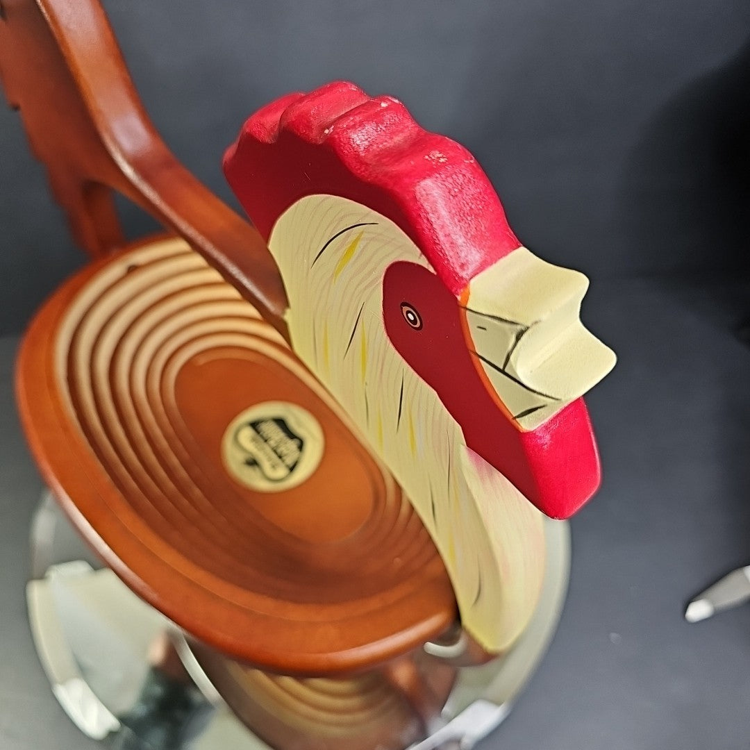 HAWAIIAN MAGIC BASKET  WOODEN ROOSTER  (BREAD BASKET) FARMHOUSE CHIC