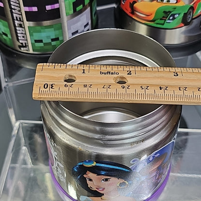Disney Princess Minecraft And Cars Hot Cold Thermos Steel Food Jar (10oz) 3pcs