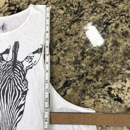 Size Large Volcom Womens Tank Top Sleeveless Shirt Zebra Graphic Print Light MX