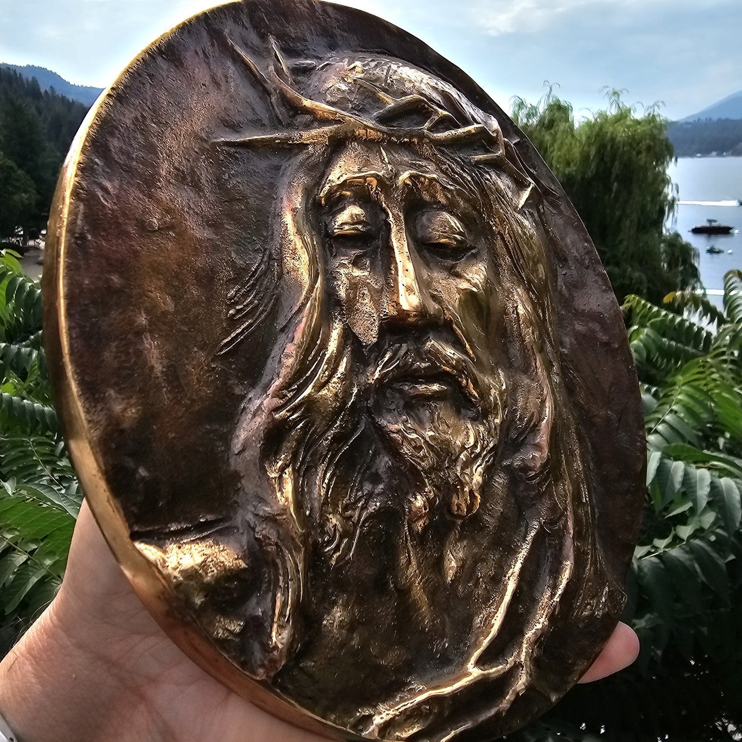Jesus Christ Solid Bronze 3D Art Wall Decor Made In Peachland BC CANADA