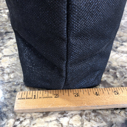 Victoria’s Secret Large Tote Bag Black Silver Heart Logo Handles Shimmery CN