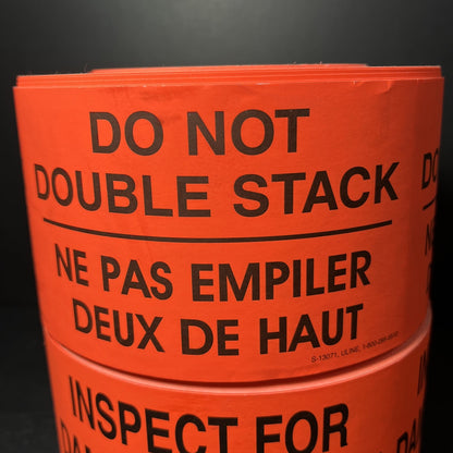 Inspect For Damages / Do Not Double Stack Stickers ULINE S-13071-S-7381 READ US
