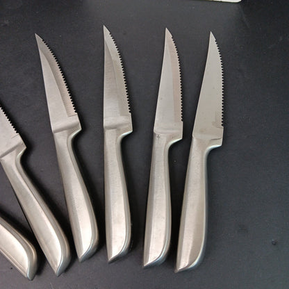 6 Wiltshire Steak Knifes Brushed Stainless Steel INOX Large Handle CN