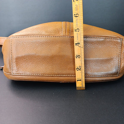 Tignanello Leather Brown Hobo Handbag Magnetic Zip Close Purse With Defects CN