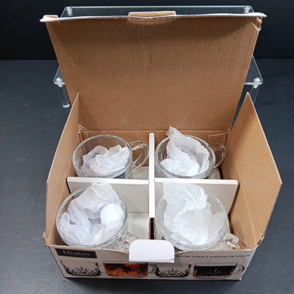 Set Of 4 Crystal Godinger Dublin Espresso Cups Shannon Glasses Mugs CN