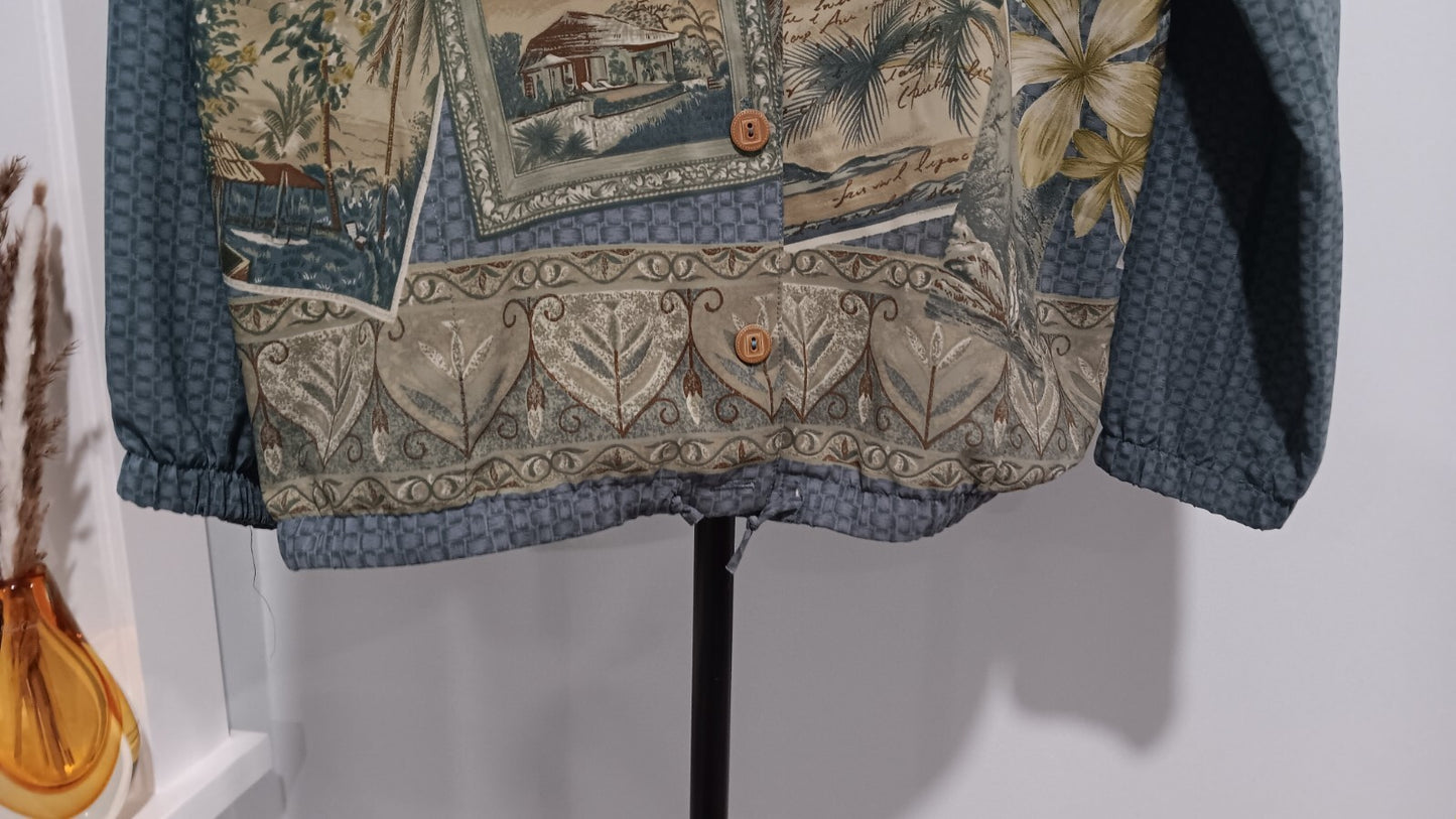 Medium Women's BOHO Teddi Shirt With Tropical Safari Hawaiian Beach Zebra MX