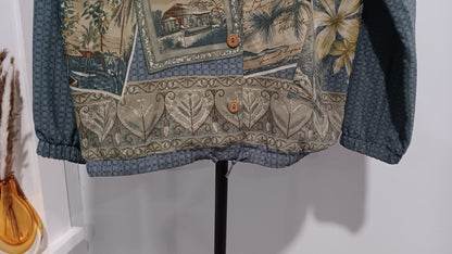 Medium Women's BOHO Teddi Shirt With Tropical Safari Hawaiian Beach Zebra MX