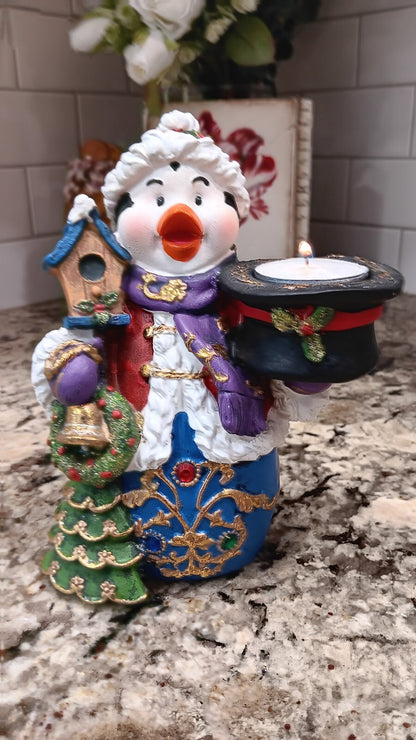 Christmas Decor Penguin Tealight Candle Holder Santa Hat Christmas Tree Bird