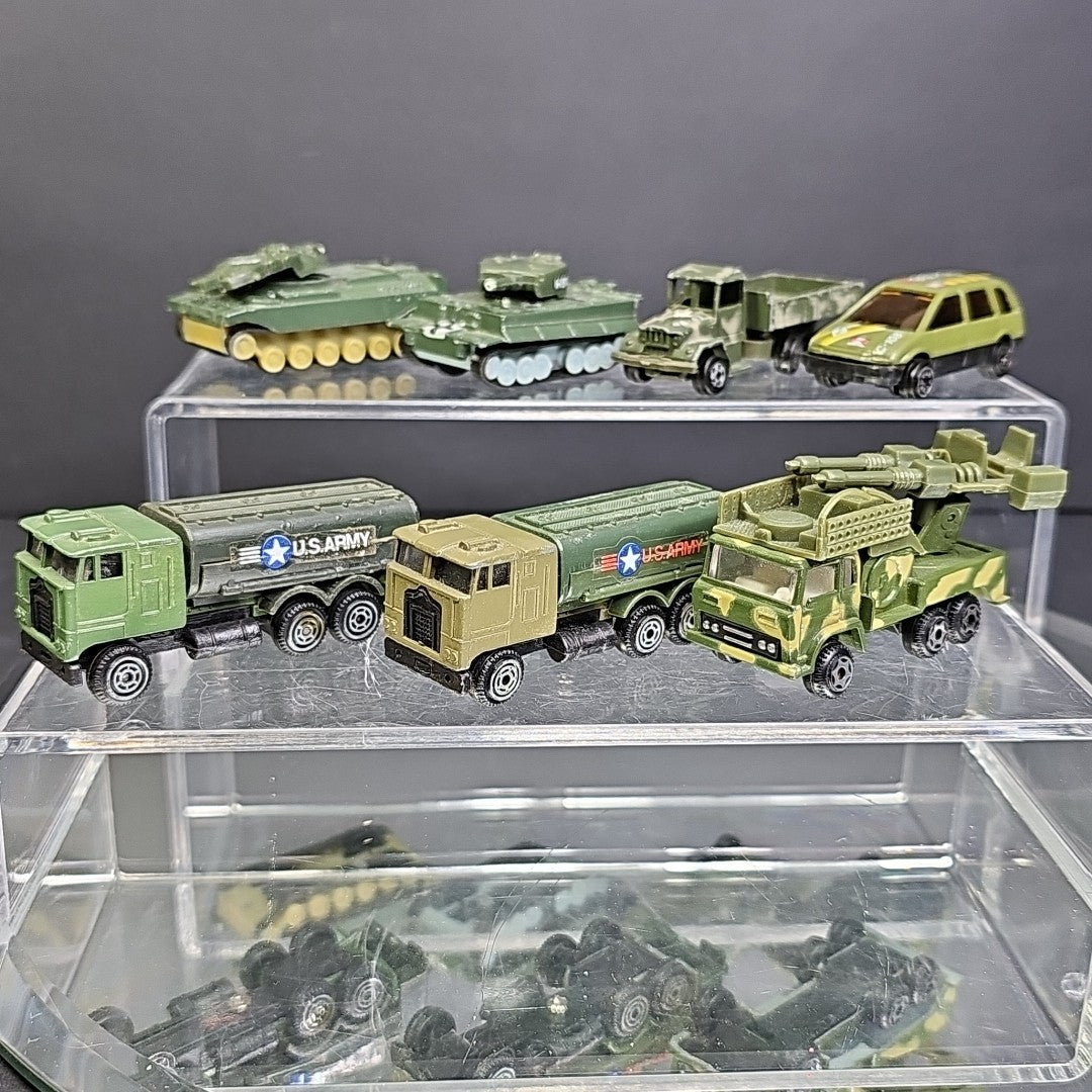 Military Trucks Cars Tanks 7pcs Toy Cars Vintage Camouflage Well Used Condition