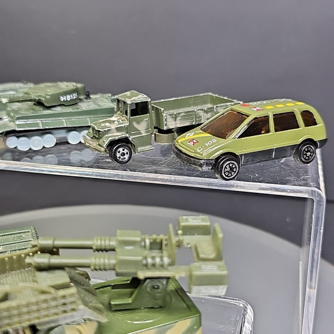 Military Trucks Cars Tanks 7pcs Toy Cars Vintage Camouflage Well Used Condition