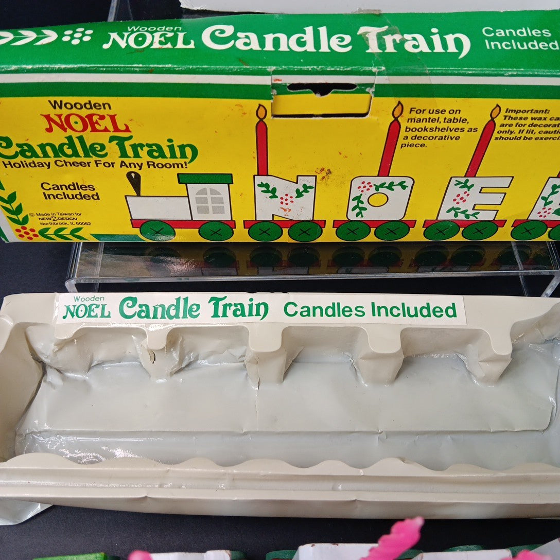 Giftco Wooden NOEL Candle Train Vintage 1982 White Painted Candles. Not Perfect