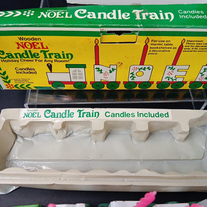 Giftco Wooden NOEL Candle Train Vintage 1982 White Painted Candles. Not Perfect