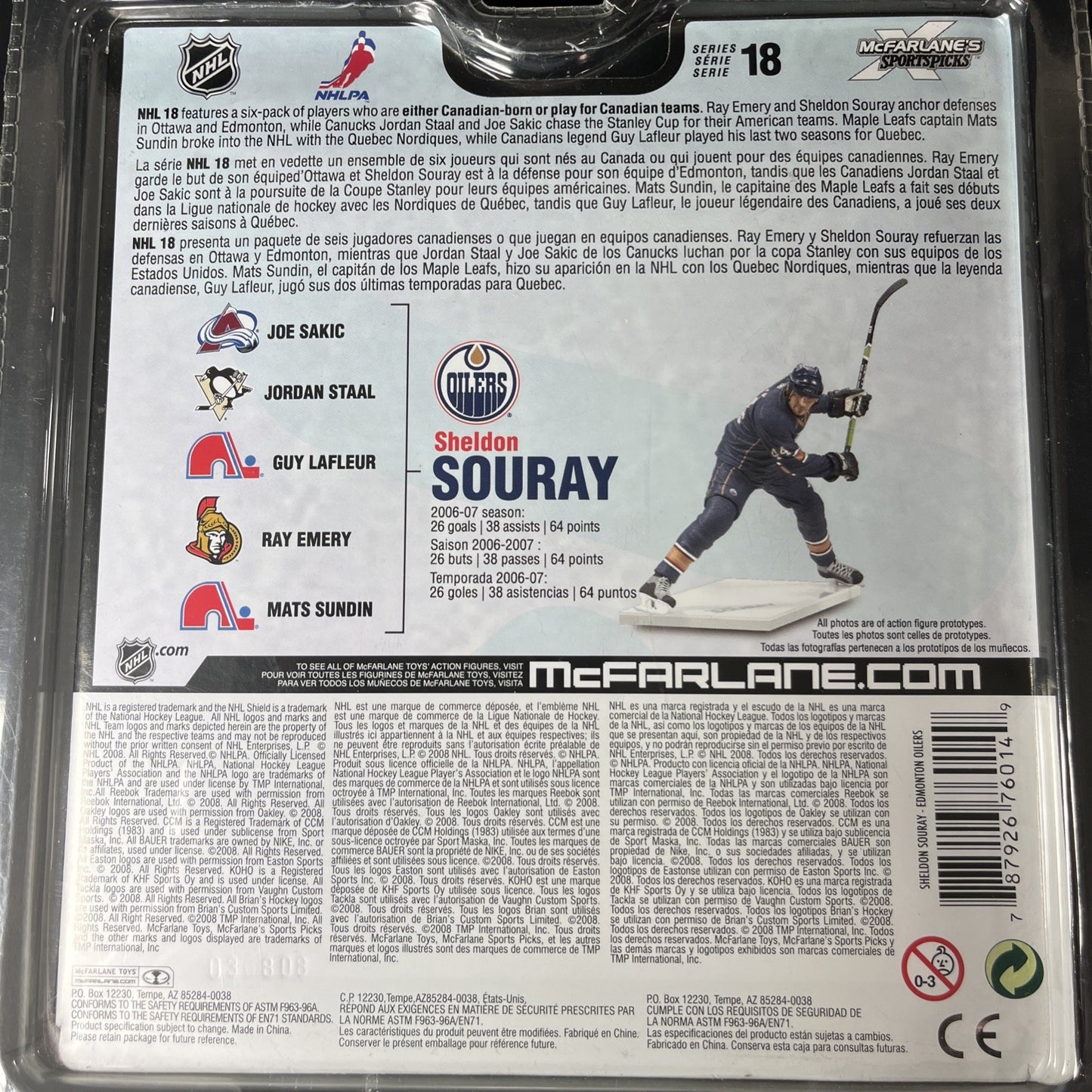 2008 McFarlane’s Sports Picks Sheldon Souray Edmonton Oilers NHL Hockey CN