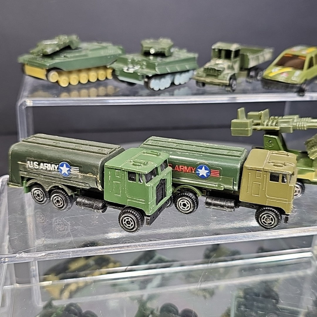 Military Trucks Cars Tanks 7pcs Toy Cars Vintage Camouflage Well Used Condition