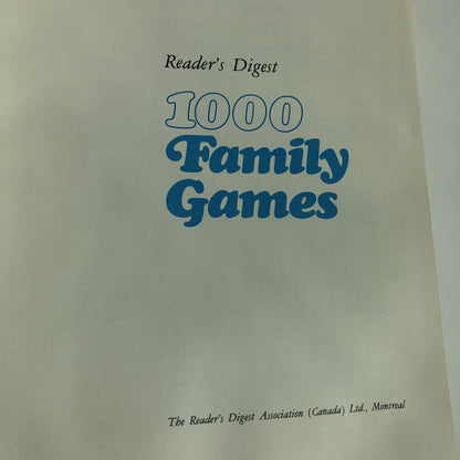 Vintage Reader Digest 1000 Family Games Hardcover Book 1972 Fun Learning CA