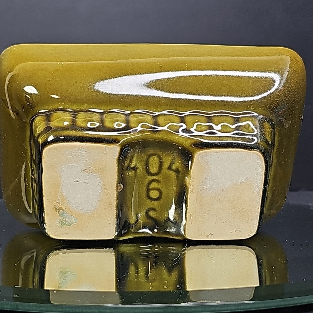 Vintage 404 6 USA Avocado Olive Green Rectangle Footed Pottery Planter
