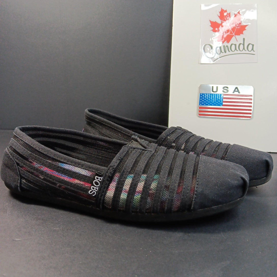 Bobs from Skechers Womens Black Canvas Mesh Slip on Ballet Flat Size 6.5 CN