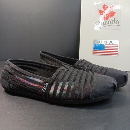 Bobs from Skechers Womens Black Canvas Mesh Slip on Ballet Flat Size 6.5 CN